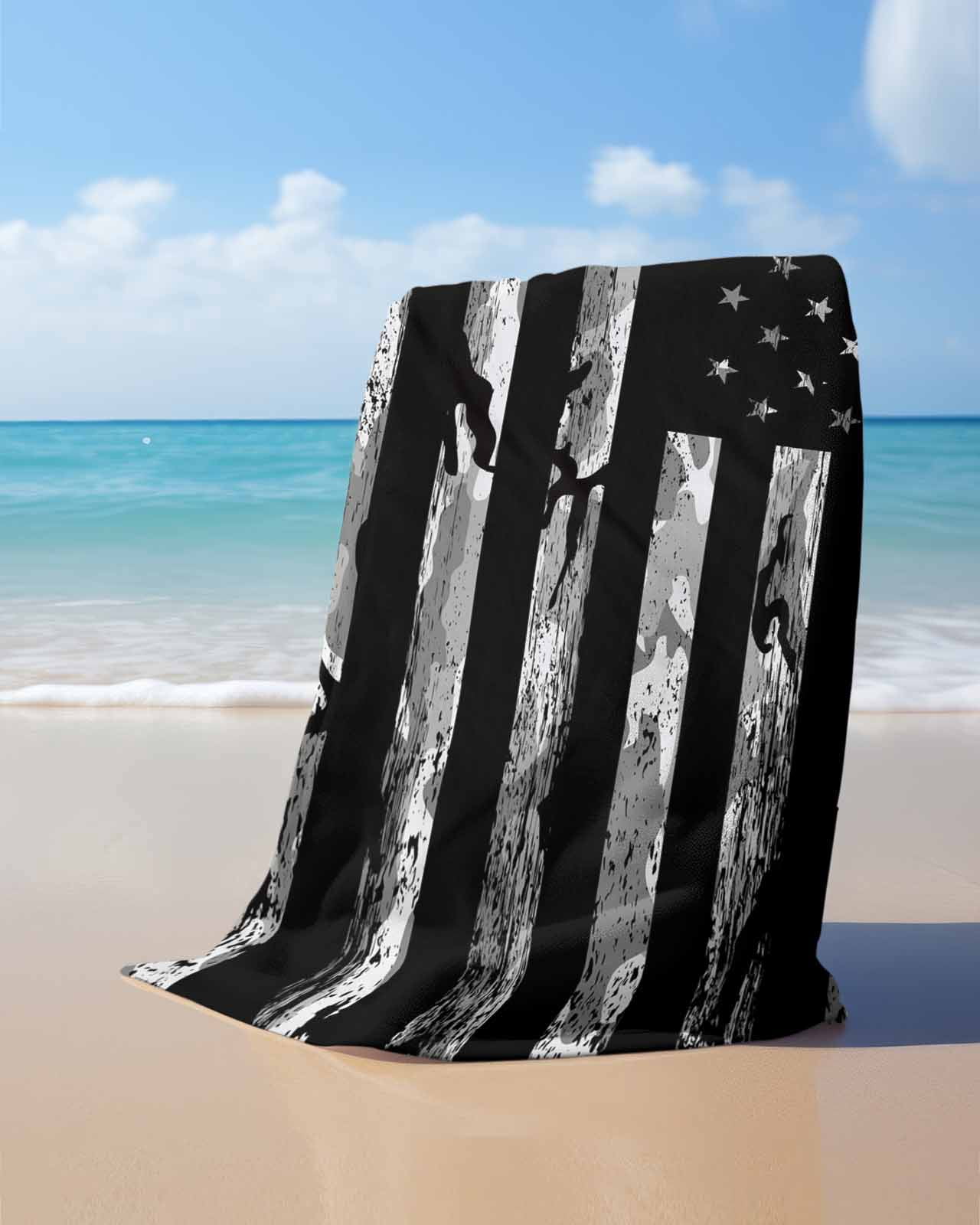 American Rustic Flag,Beach Towels Oversized Super Absorbent,Independence Day USA Star Stripes Flag Lightweight Bath Towel Quick Dry Sets For Bathroom/Pool/Rv Camping/Beach Play/Gym Room 35"x70"