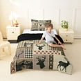 thumbnail image 4 of Manfei Green Check Buck Twin Comforter Sets,Rustic Woodland Bedding Set,Black Reversible,2 Pieces,1 Comforter and 1 Pillowcase, 4 of 7