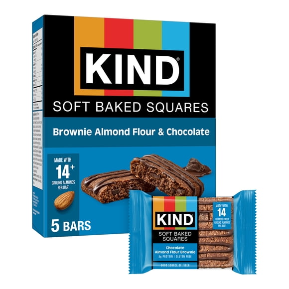KIND Soft Baked Squares, Almond Flour Chocolate Brownie, 40g, 5 bars