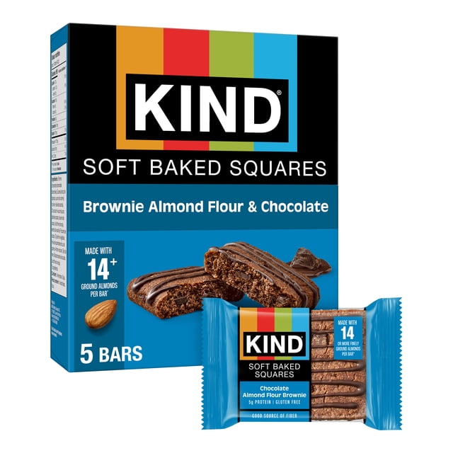KIND Soft Baked Squares, Almond Flour Chocolate Brownie, 40g, 5 bars