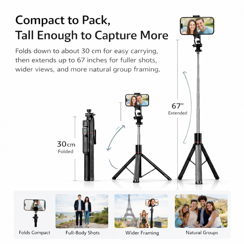 NIUTA 67-Inch Selfie Stick Tripod with Bluetooth Remote photo 7