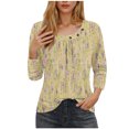 thumbnail image 1 of Blusas para las Mujeres Casual, 3/4 Manga Floral Estampado Camiseta de Moda Top Hecho de Poliéster Transpirable Suave para el Uso Diario de Primavera Otoño, Tops de Blusa para las Mujeres, 1 of 8
