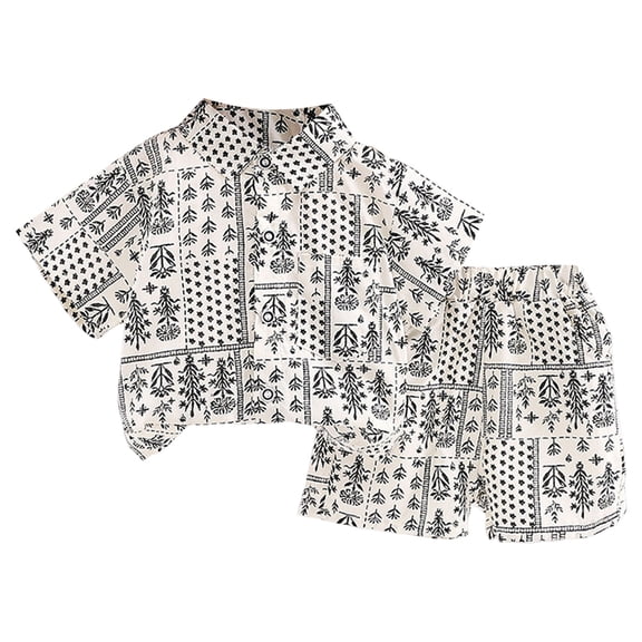 Baby Boys Girls Pajamas Sleepwear Set Hawaiian Crew Neck Tee Shorts 2-3 Y 3-4 Y 4-5 Y Premium Cotton Tagless Design Outdoor Fun Machine Washable (4-5 Years,White)