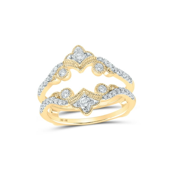 10kt Yellow Gold Womens Round Diamond Wrap Enhancer Wedding Band 1/2 Cttw