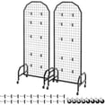thumbnail image 3 of VEVOR 2 Packs Grid Wall Panels, 1.9 x 5.4 ft Wire Grid Panels Display Rack, Movable Art Display Shelf with Wheels and 20 Hooks, Black Carbon Steel Gridwall for Craft Show, Decor, Storage,Notice Board, 3 of 9