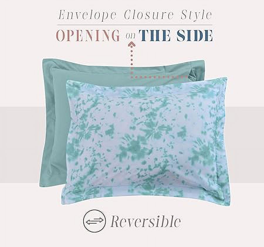 Elegant Comfort Reversible 10-Piece Comforter Set, Tie-Dye Print, Decorative Pillow and Fitted Sheet with Smart Pockets, Soft, Plush, Lightweight Material, 10pc Tie-Dye Set, Cali King, Aqua Mint