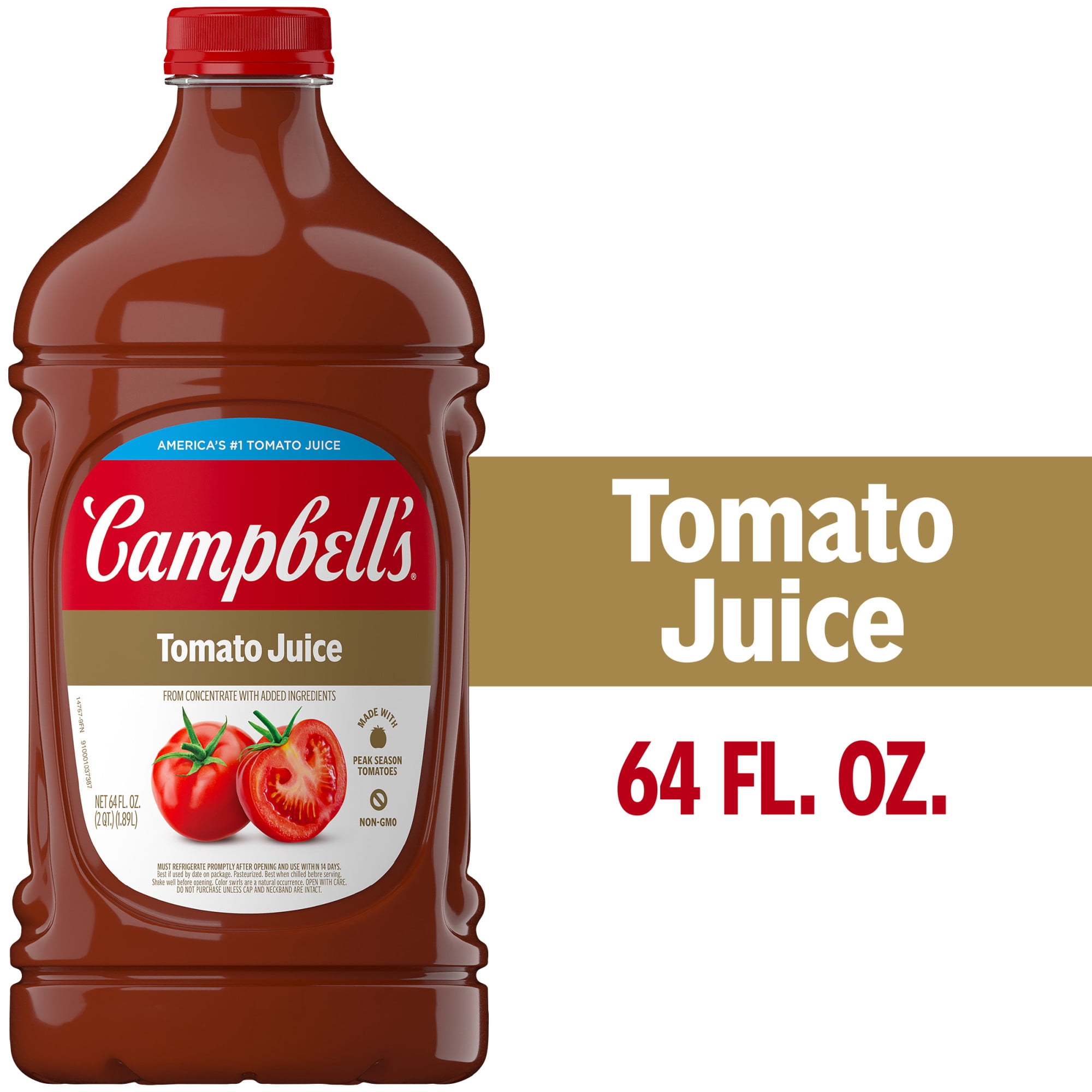Campbell's 100% Tomato Juice, 46 fl oz Bottle - Walmart.com