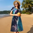 thumbnail image 4 of Rateoe Colorful Plant Wolf Pattern Women’s Short Sleeve Dress – Casual Elegant Summer A-Line Dress for Everyday Wear, 4 of 6