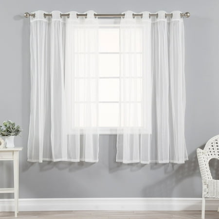 Best Home Fashion Gathered Tulle Sheer Silver Grommet Curtain Panel