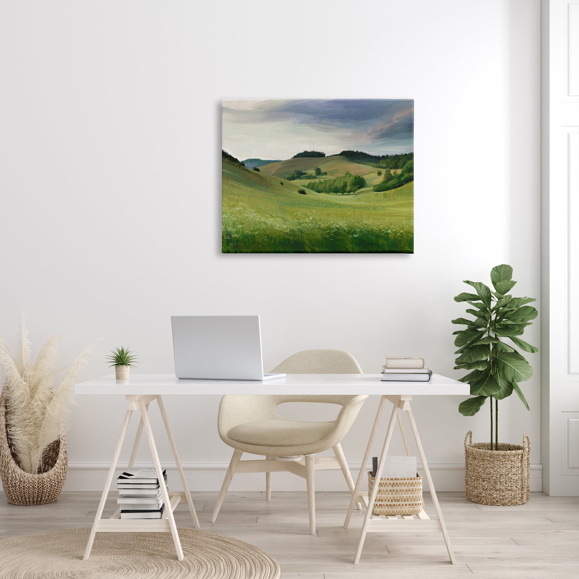 Stupell Industries Rolling Country Hills Green Rural Meadow Fields Painting Gallery Wrapped Canvas Print Wall Art, Design by Ziwei Li