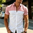 thumbnail image 4 of FRSASU Men's Casual Polo Shirt Short Sleeve Color Block Breathable Summer Golf Work Travel Beach Tops Pink, 4 of 7