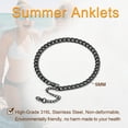 thumbnail image 5 of U7 Black Cuban Link Anklet Bracelet for Women 5MM Flat Curb Chain Stainless Steel Bracelets Birthday Christmas Gift, 5 of 7