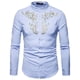 thumbnail image 1 of Camisas de Vestir de Cuello de Banda de Manga Larga Con Bordado Floral Casual Para Hombres Odeerbi  ODB-6, 1 of 9