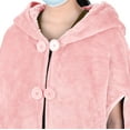 thumbnail image 4 of Catalonia Women's Poncho Cape, Sherpa Fleece Cloak Coat, Snuggly Hooded Wearable Blanket, Gift Idea for Adults and Teen Girls, Pink, 4 of 7