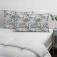 thumbnail image 3 of Blue Pink Spring Floral Pillow Covers, Linen Long Throw Pillow Case, Vintage Summer Botanical Holiday Pillow Protector Decorative Cushion Cover for Living Room/Bedroom 24" x 36", 3 of 8