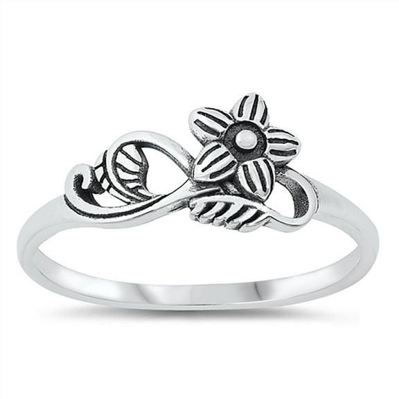All in Stock Sterling Silver Floral Vine Ring Size 7