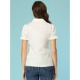 thumbnail image 3 of Camisa de manga corta con botones Allegra K para mujer con cuello de muñeca blanco S, 3 of 4