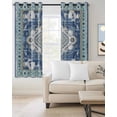 thumbnail image 2 of Blue Boho Blackout Curtains 84 Inches Long for Bedroom, Farmhouse Bohemian Medallion Oriental Flower Thermal Insulated Room Darkening Black Out Window Curtain Panels Grommet Drapes for Living Room, 2 of 8
