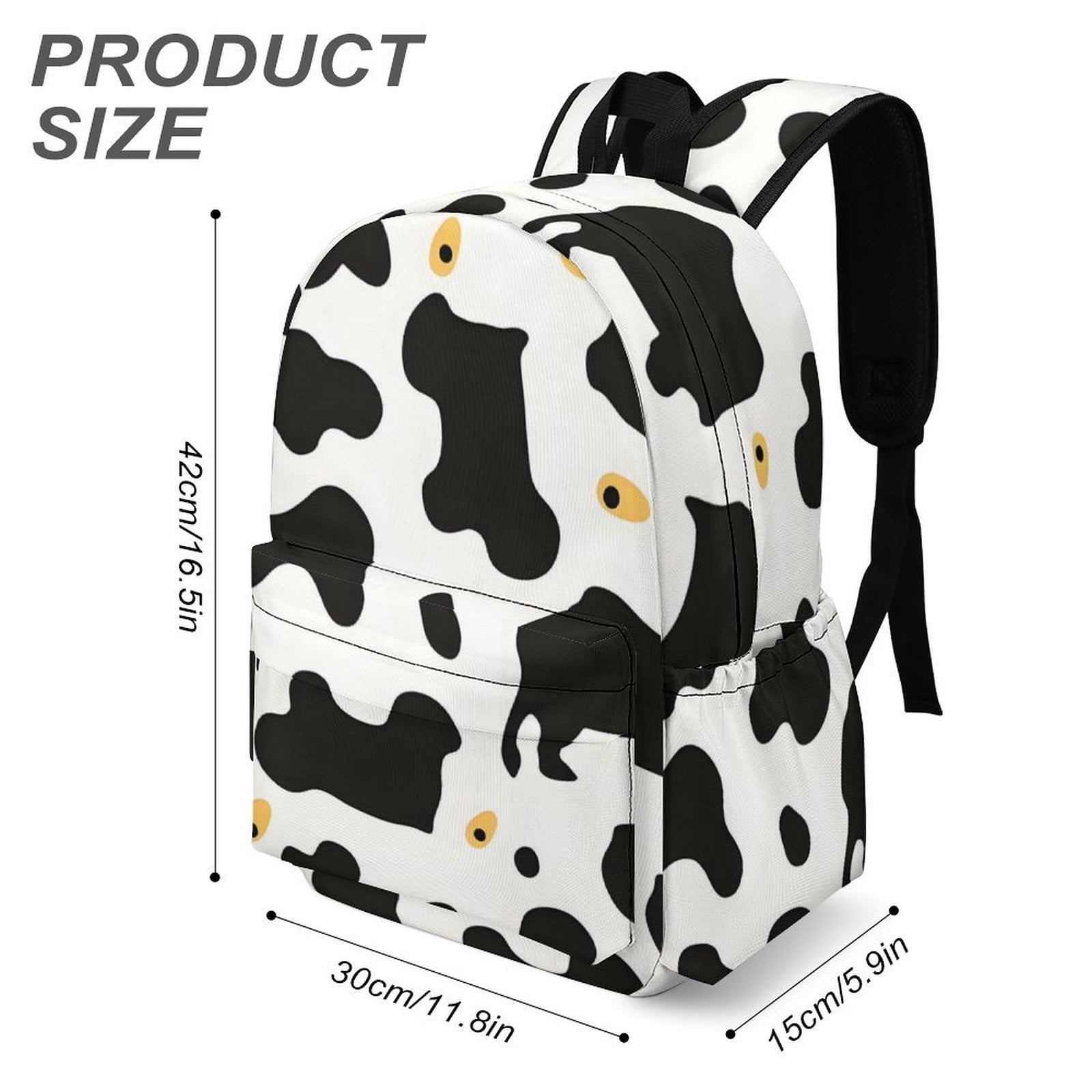 Large Capacity Half Print Backpack 11.8×16.5×5.9in Multifunctional Zipper Design Convenient Switch Simple Cow Print Pattern1_4