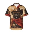 thumbnail image 1 of Fotbe Western French Bulldog Cowboy Camisa Hawaiana para Hombre Unisex – Camisa Casual de Verano con Botones de Manga Corta de Algodón y Lino,XX-Large, 1 of 7