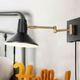 thumbnail image 5 of JONATHAN Y Hygge 16" Swing Arm 1-Light Modern Midcentury Iron USB Charging Port LED Sconce, Black/Brass Gold, 5 of 9