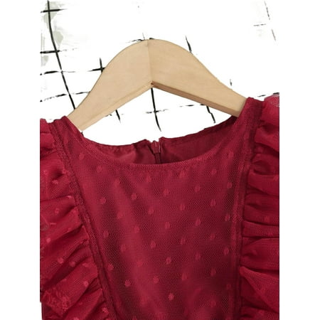 

Cute Plain Round Neck A Line Sleeveless Burgundy Toddler Girls Dresses (Girl s)