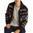 thumbnail image 2 of MAWCLOS Men Cardigan Sweater Lapel Cardigans Zip Up Outwear Slim Fit Travel Long Sleeve Sweaters Navy Blue XL, 2 of 6