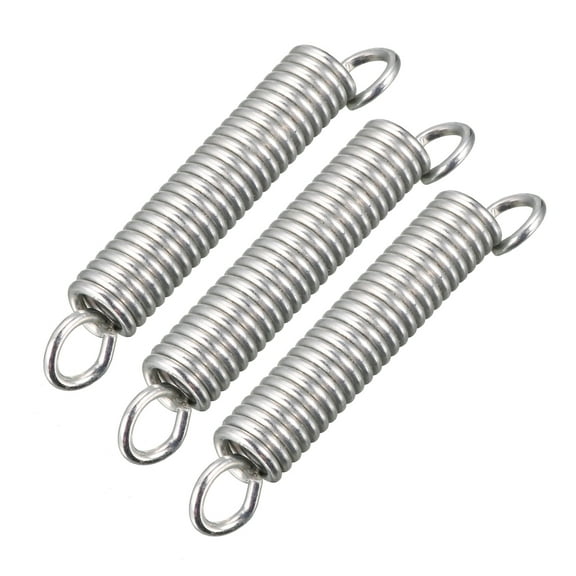 Unique Bargains 38mmx8mm Metal Dual Hook Tension Spring Silver Tone 3pcs
