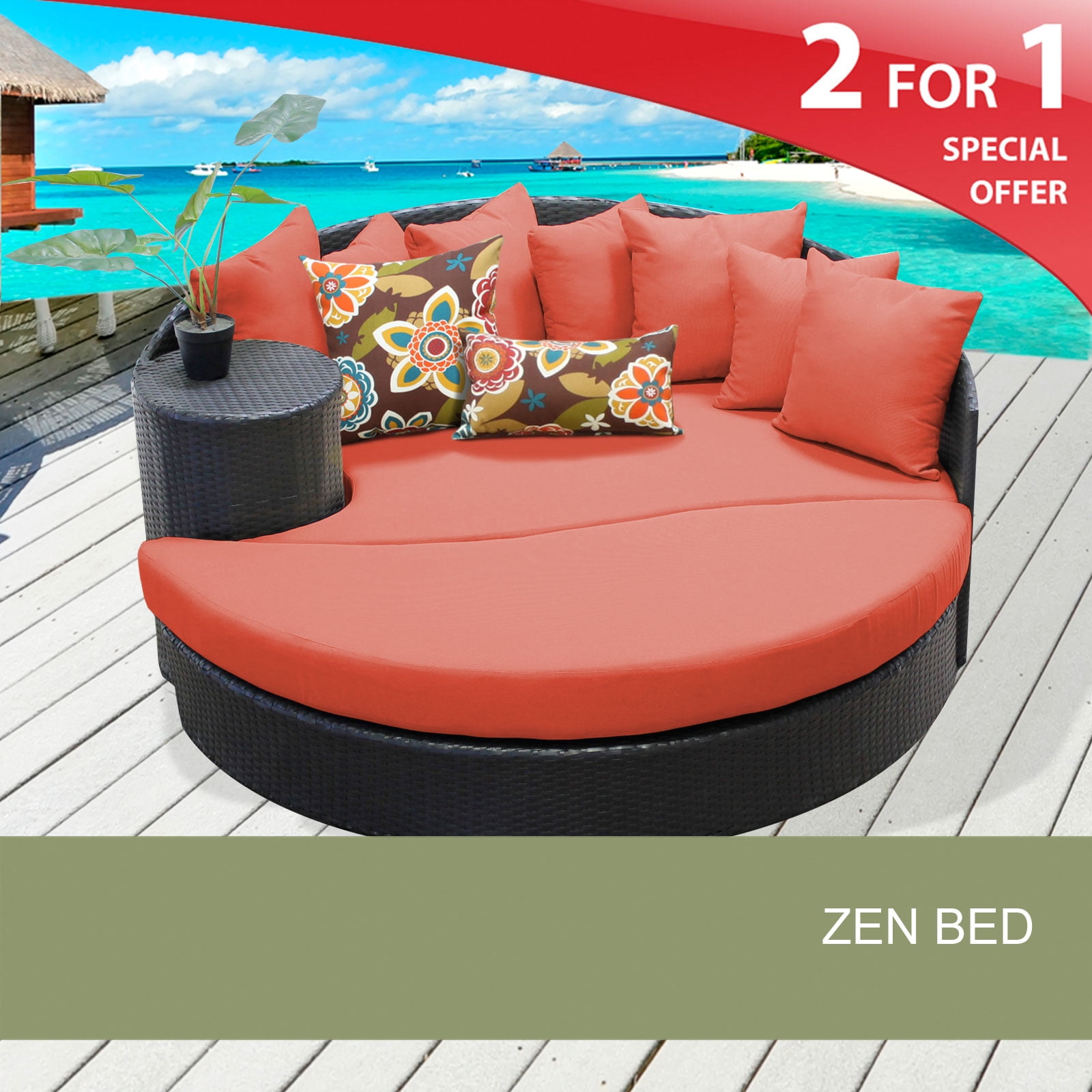 Zen Circular Sun Bed Outdoor Wicker Patio Furniture