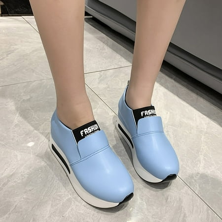 

Christmas Casual Women s Non Slip Solid Internal Increase Color Slip On Thick Sole Breathable Work Single Shoes