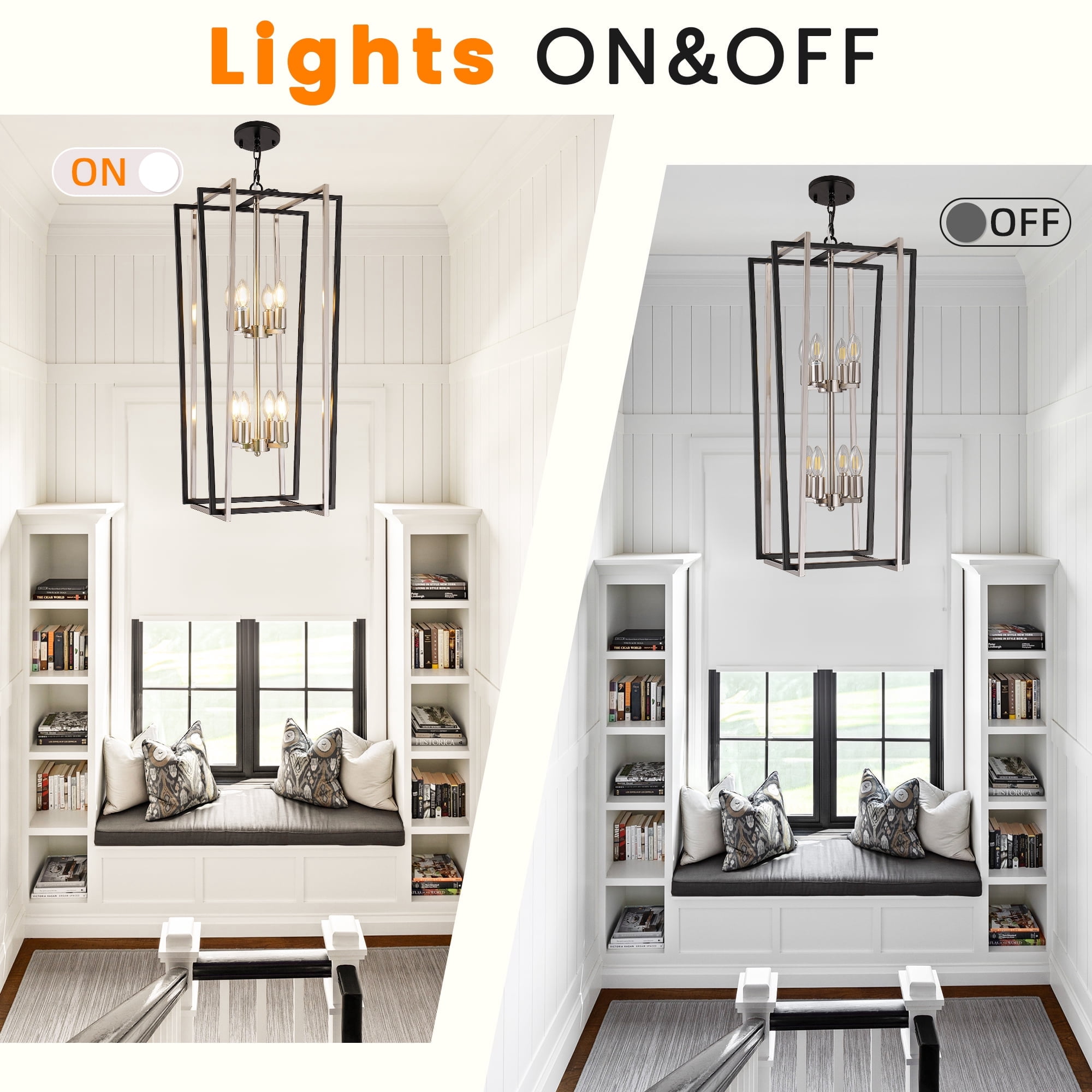 8-Light Silver Farmhouse Lantern Pendant Lighting Fixtures Industrial Geometric Hanging Pendant Light Chandelier E12 Socket