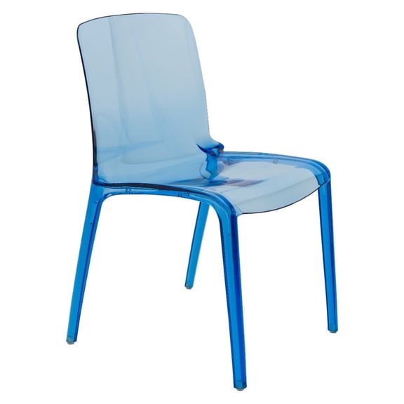 LeisureMod Murray Mid-Century Modern Dining Chair - Transparent Blue Acrylic, Ergonomic Design, Stackable