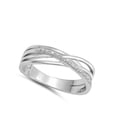 thumbnail image 4 of White Cubic Zirconia Criss Cross Knot Weave Ring .925 Sterling Silver Band Jewelry Female Size 10, 4 of 4