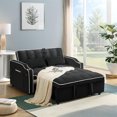 thumbnail image 4 of Muumblus Pull Out Sofa Bed, 3-in-1 Convertible Loveseat Sleeper Sofas with USB/Type C, Modern 2 Seater Velvet Couch for Living Room, Apartment, Black, 4 of 11