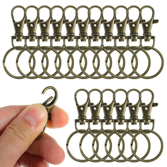 WHAMVOX  20 Sets Key Rings for Keychains Round with Snap Hooks Clasp Claw Clasps