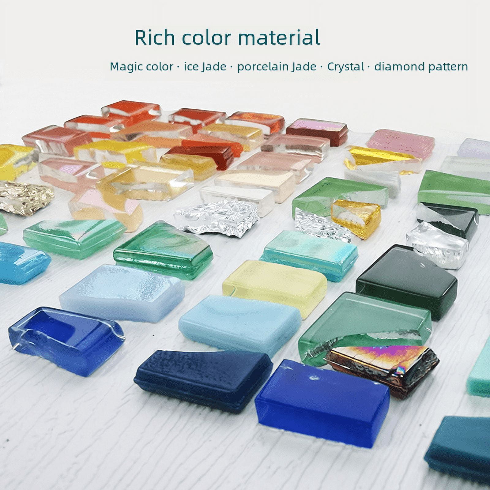 Mixed Colors Irregular Glass Mosaic Tiles for Crafts - Pre-Cut Assorted Colors & Shapes Mosaic Glass Pieces - Dark color series