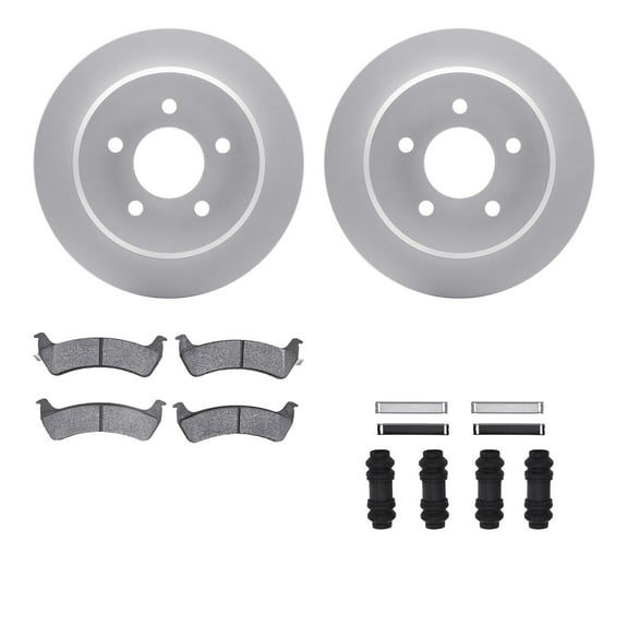 Dynamic Friction Company Rear Geospec Brake Rotors with Heavy Duty Brake Pads includes Hardware 4212-99119