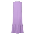 thumbnail image 5 of CHUANK Robes pour Femmes en Liquidation à Moins de 5,00 $ Robe Maxi Blanche pour Femmes Uni Col en V Sans Manches Robe à Boutons Coton Lin Longues Robes d'Été pour Femmes, 5 of 5