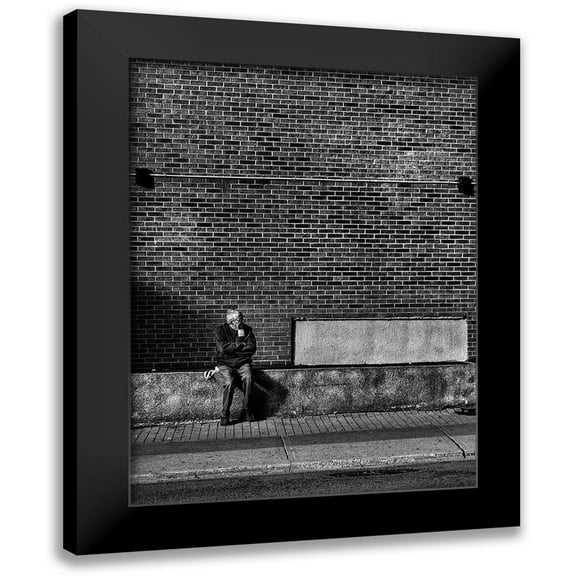 Brian Carson 12x14 Black Modern Wood Framed Wall Art Titled - Waiting for a Street Car