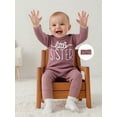 thumbnail image 6 of BemeyourBBs Newborn Baby Girl Little Sister Outfit Letter Embroidered Romper Jumpsuit and Headband 2 Pcs Clothes Set, 6 of 9
