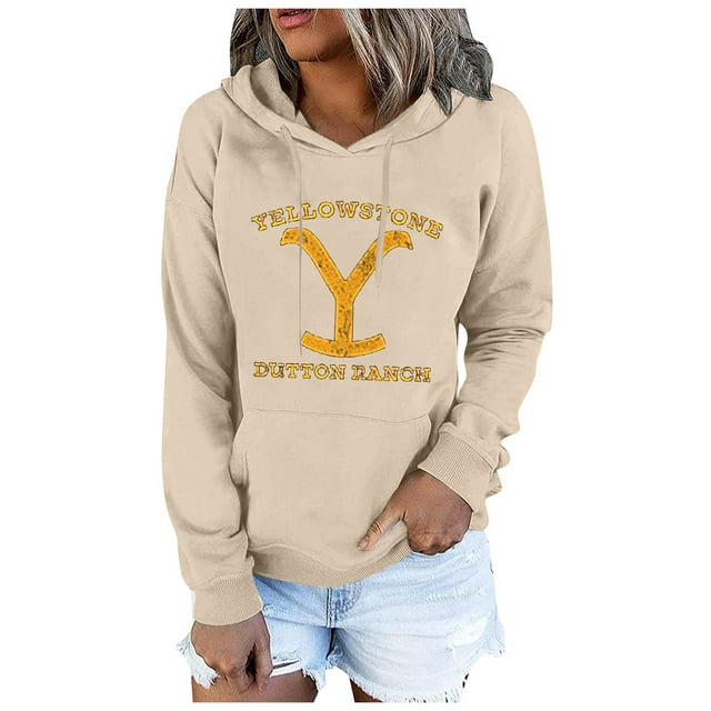Women's YellowStone Printed Stand Up Collar Long Sleeve Hooded Sweater