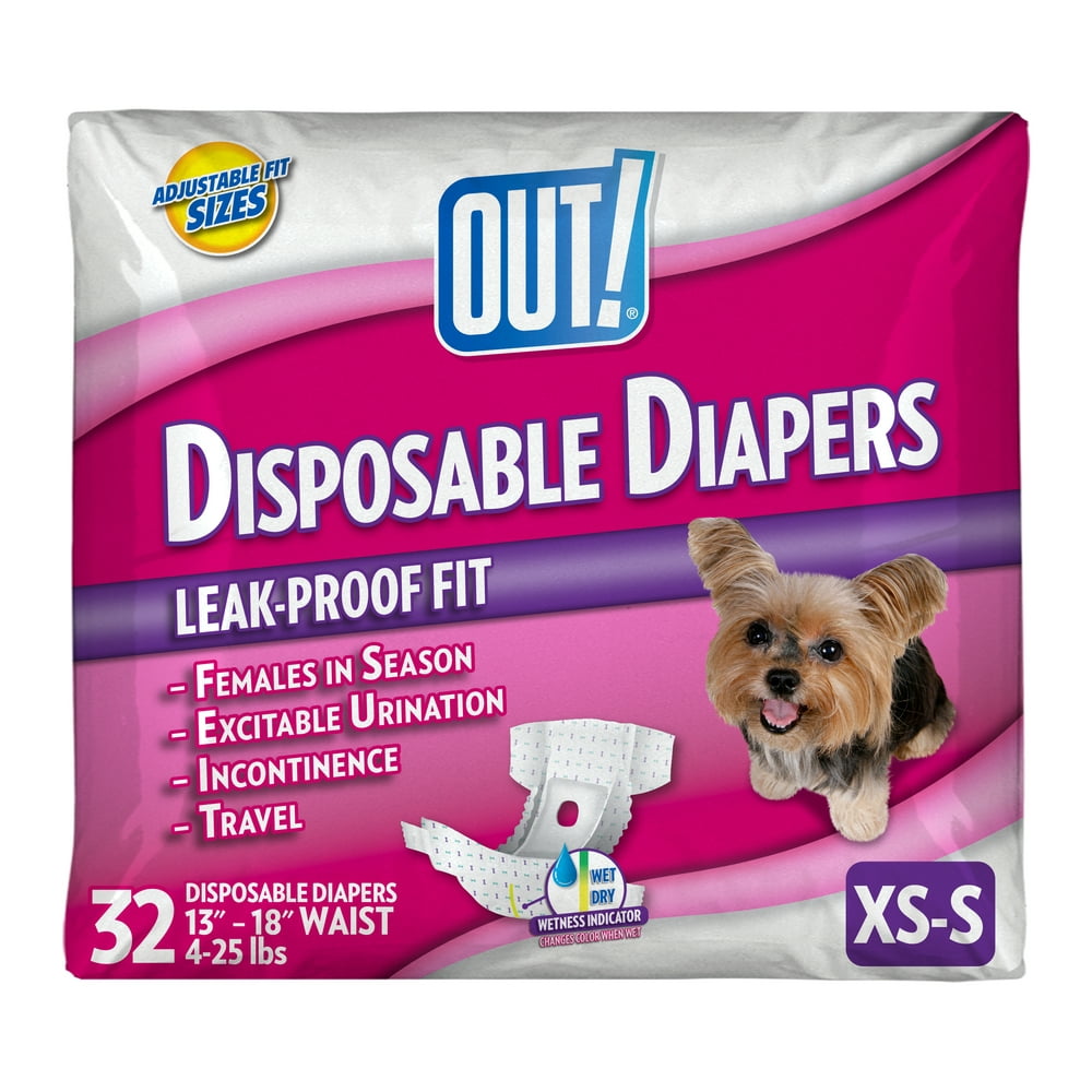 OUT! Pet Care Disposable Female Dog Diapers, Absorbent with Leak Proof