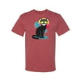 thumbnail image 2 of Cool California Beach Kitten Silhouette Sun Cat | Mens Cat Lover Graphic T-Shirt, Vintage Heather Red, Small, 2 of 4