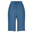 thumbnail image 7 of Delayuji Athletic Shorts Shorts For Women Knee Length High Waisted Drawstring Casual Summer Pants 2025 Wide Leg Blue M, 7 of 7