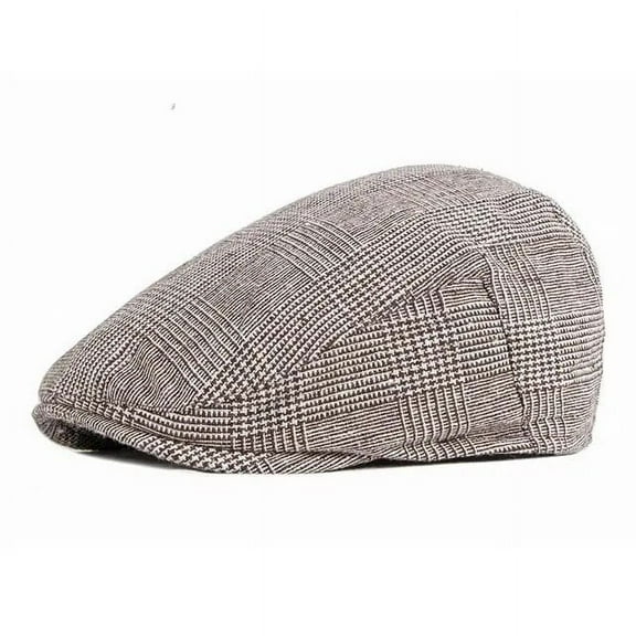 SikaFu Cotton Fashion Joker Solid Color Plaid Newsboy Caps Flat Peaked Cap Men and Women Painter Beret Hats 68