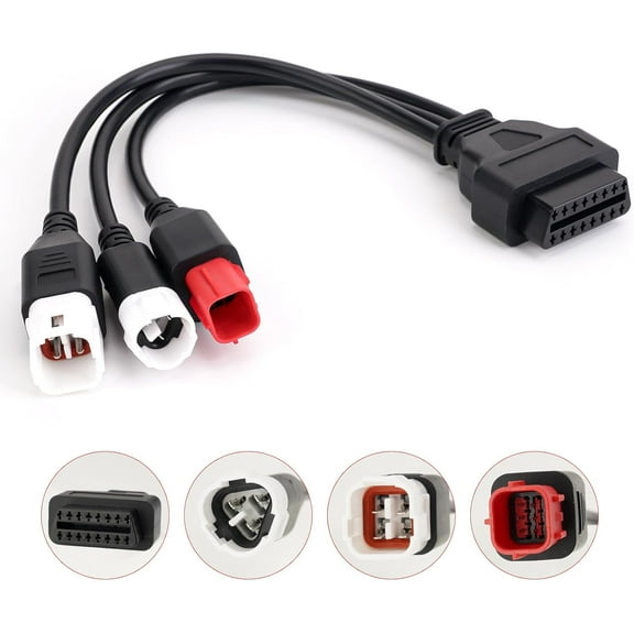 3-in-1 OBD2 Diagnostic Adapter for Yamaha Kline Euro5 Motorcycle Honda CRF KTM,3pin 4pin 6pin to 16pin Multiple Select Diagnostic Connector