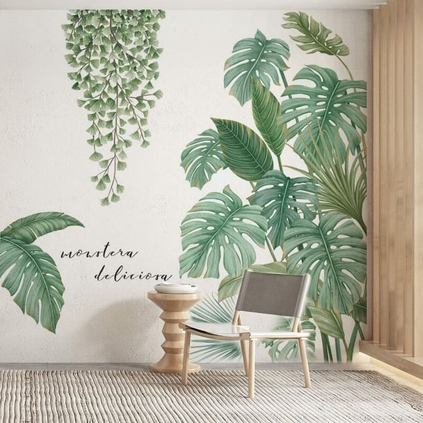 Vinilos de plantas tropicales hojas de palma, vinilos de follaje, vinilos de hojas de parra, vinilos de plantas tropicales, aptos para dormitorio, salón, oficina, etc. Accesorios JAMW Sencillez