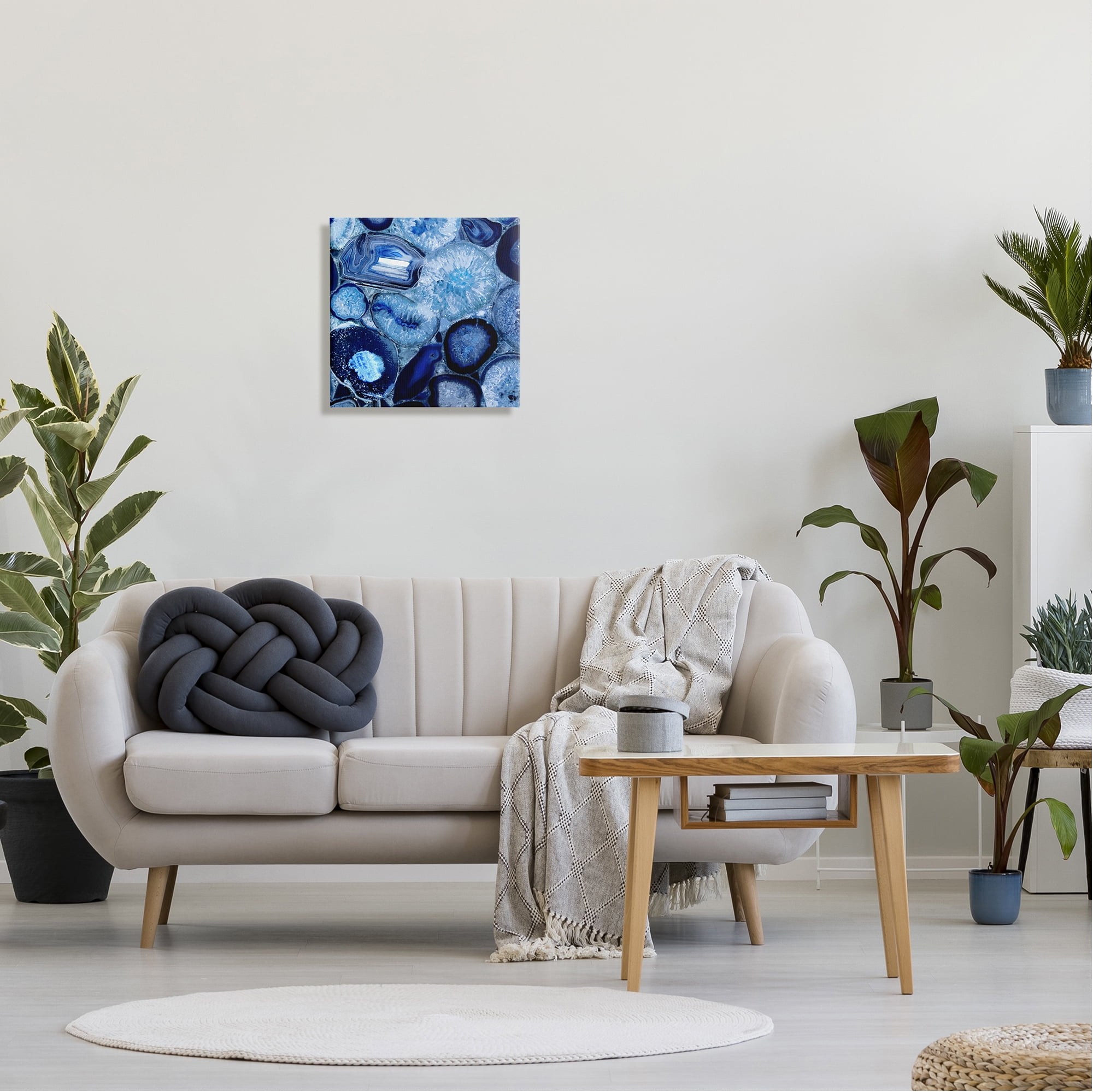 Stupell Agate In Blue Natural Geodes Abstract Painting Gallery Wrapped Canvas Print Wall Art