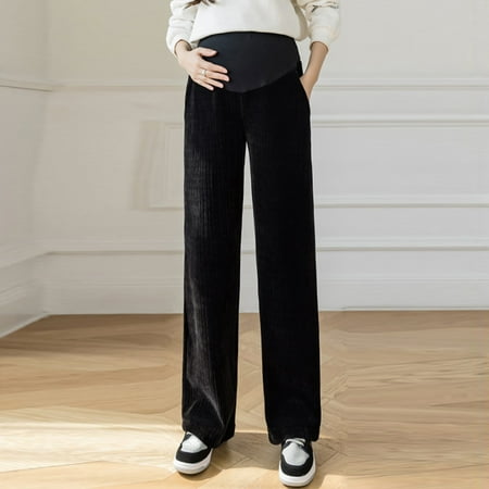 

〖TOTO〗Women Fashion Loose And Heavy Casual Trousers Corduroy Maternity Wide Leg Trousers