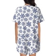 thumbnail image 3 of Lsque Dark Blue Snowflakes Women's Short-Sleeved Pajama Set - 2 Piece Soft and Lightweight Sleepwear Set-Small, 3 of 9